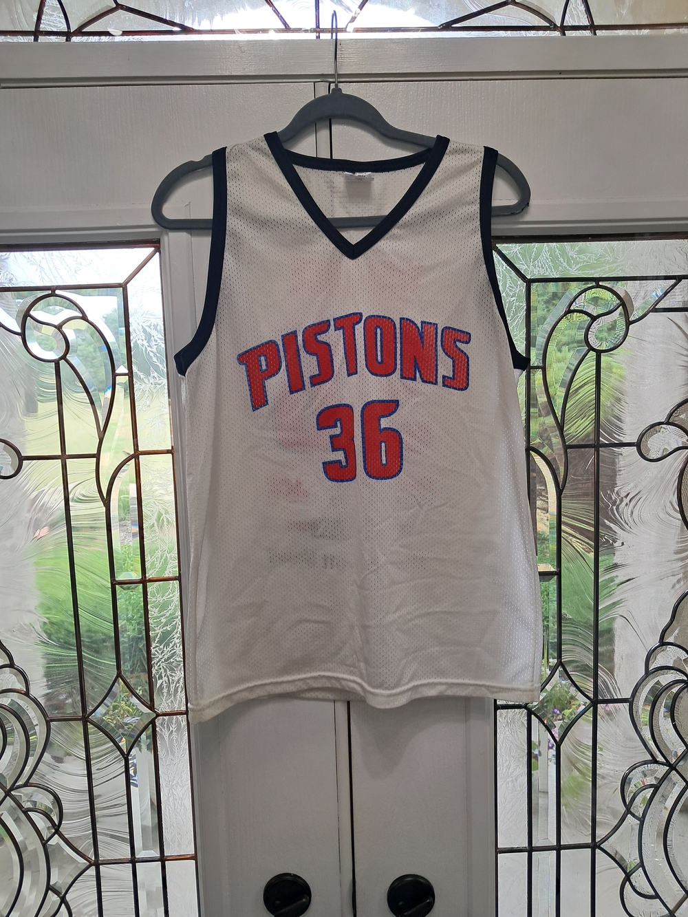 Detroit Pistons White #36 Wallace Basketball Jersey Sz M